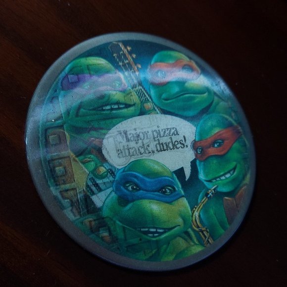 TMT VTG 3” 1980s Pizza Hut TEENAGE MUTANT NINJA TURTLES Lenticular Pin Button - Picture 8 of 9